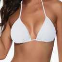 Women's Triangle Bikini Top String Push up Padded Halter Bathing Suit Top Small White