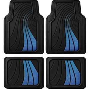 Road Comforts Car Floor Mats Full Set Front & Rear Car Floor Mats with Aluminum Design, Anti-Slip Backing, All-Weather Protection, Trim-to-Fit Car Mats for Most Sedans, SUVs & Vans - Blue