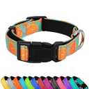 PWOD Reflective Dog Collar, Adjustable Soft Neoprene Padded Nylon Pet Collars with Buckle for Puppy and Small Dogs, Cats, Summer Lemon, M