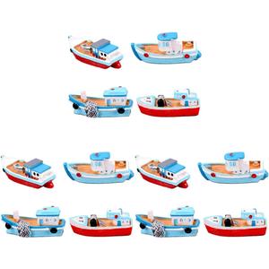 NUOBESTY Miniature Fishing Boat Models 12 Pcs Mediterranean Style Resin Boat Decorations for Dollhouse Ocean Decor Table Centerpiece Kids Toys