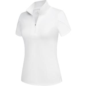 JACK SMITH Women's Golf Shirts Short Sleeve UPF50 Workout Tops for Women Moisture Wicking Dry fit Polo Shirt (XX-Large, White)