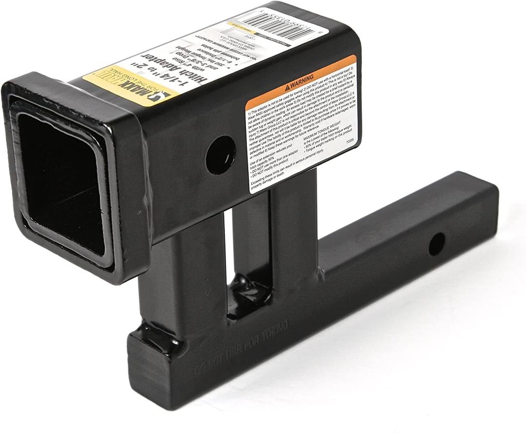 MaxxHaul 70355 1-1/4" to 2" (Fits class II only) Hitch Adapter with 4" Rise and 3-3/8" Drop