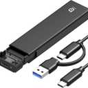 M.2 NVMe SSD Enclosure, Tool-Free Installation, USB 3.2 Gen 2 (10 Gbps) to NVME M-Key/(B+M) Key PCIe NVMe Adapter Support UASP and Trim, for SSDs 2230/2242 /2260/2280