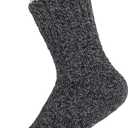 BomKinta Boot Socks for Women Winter Solid Thick Warm Socks Cozy Crew Socks Christmas Gift (Medium, Black Brown Gray -3 Pairs)