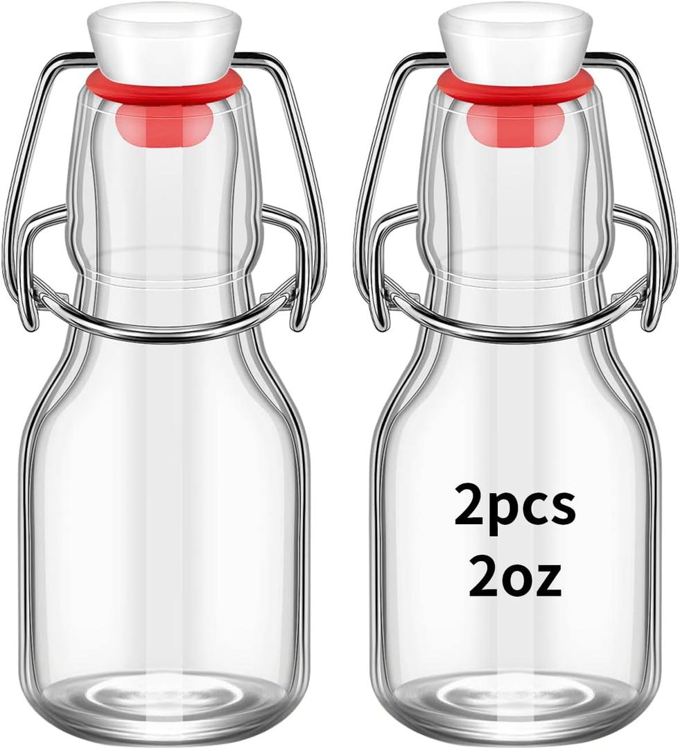 60 Pack Mini Swing Top Glass Bottles, 2 oz Mini Storage Bottles with Personalized Label Tags and String for Crafts, Decoration, Wedding Party (60)