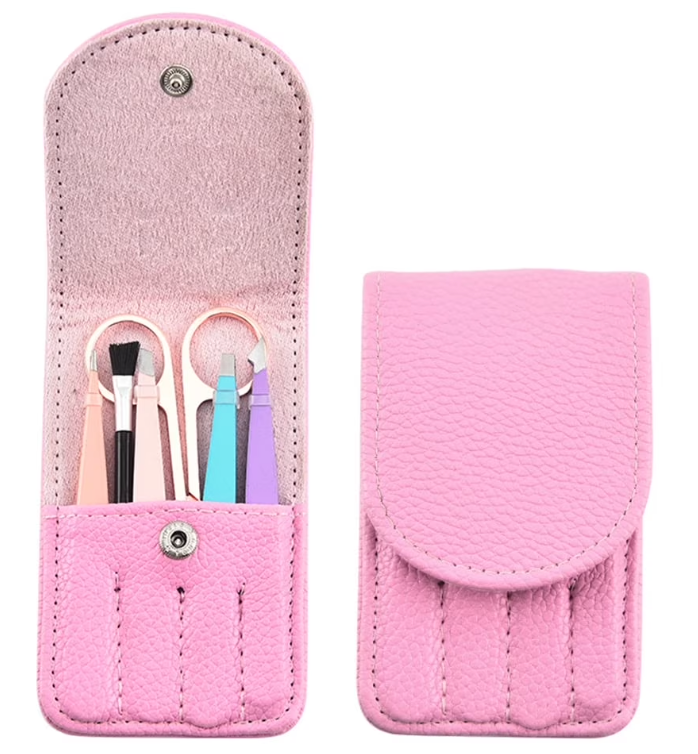 Tweezers Set-6 Pieces Professional Stainless Steel Tweezers with Leather Case