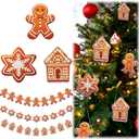 Janinka 3 Pack Gingerbread Christmas Decoration Gingerbread Christmas Garland Paper Decor with House Snowflakes Xmas Hanging Tree Decorations for Wall, Door, Yard, Home, Office, Indoor Outdoor