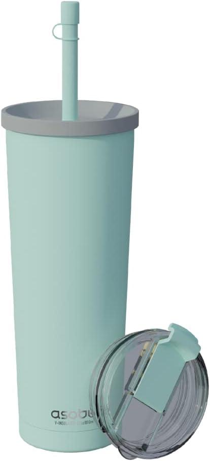 asobu Ocean Stainless Steel Tumbler with Flexible Straw Lid | Insulated Water Bottle for Ice Coffee, Cold Brew | Flip Open Lid for Hot Tea and Coffee | Reusable Travel Cup 27 Ounce (Mint) asobu Ocean Stainless Steel Tumbler with Flexible Straw Lid | Insulated Water Bottle for Ice Coffee, Cold Brew | Flip Open Lid for Hot Tea and Coffee | Reusable Travel Cup 27 Ounce (Mint)