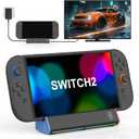 Switch 2 Dock Station for Nintendo Switch 2, Portable TV Docking Replacement Base Stand with 4K HDMI/Type C Port/3.0 USB Port/RGB Led Light for Official Nintendo Switch-2