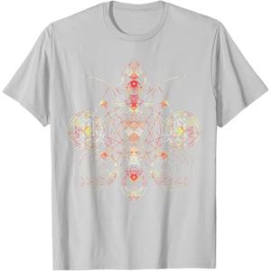 Geometric Shapes Circle Angles Pattern - Sacred Geometry T-Shirt, Silver Gray, Large