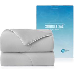 Snuggle Sac Natural Viscose Cooling Comforter Queen Size, Lightweight Breathable Silky Cooling Bedding with Q-Max>0.45 for Bedroom, Home Decor, Hot Sleepers & Night Sweats, Cool Gray 90"x90"