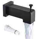 YASINU Slip On Diverter Tub Spout, Sleek Square Design for Bathroom, Fits 1/2" Copper Pipe (5/8" OD), Child-Safe Rounded Edges, Easy Installation, Matte Black
