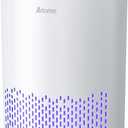 AROEVE Air Purifiers for Bedroom Home, 3 Layer Filter for Smoke Pollen Allergies Pet Dander Odor, Sleep Mode for Better Sleep, Energy Saving, 3 Speeds, Timer for Office, Dorm, Kitchen, MK01, White