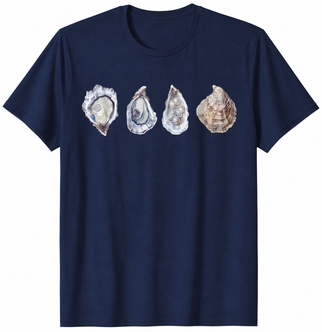Oyster Seafood Shirt |Funny Oyster Pearl Seashell Girl Women T-Shirt Navy Blue, No Size Listed
