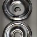 W10196406 and W10196405 Chrome Stove Burner Drip Pan Set for Whirlpool Amana Maytag Magic-Chef Kenmore Electric Range with Locking Slot, Includes 2 6-Inch and 2 8-Inch Drip Bowls