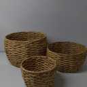 Pot Plant Cover/Planters/Tub in Natural Water Hyacinth Reeds, Set of 3 (1 Extra Free) by RDE Collections