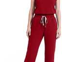 Scrubs for Women Set Soft Sleeveless Stand-Up Collar Scrub Top & Straight Leg Scrub Pant, 9 Pockets, Yoga Waistband, M