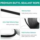 Butyl Sealant Rope for Tuf-Tite and Polylok Septic Tank Risers, 5/16" x 20' Butyl Sealing Tape for Automotive, RV, Marine, Windows, Doors, Windshield