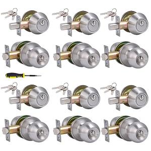 Lanwandeng (6Sets) All Keyed Same Entry Door Knob and Single Cylinder Deadbolt Combo Set, Satin Nickel Exterior Door Knobs with Lock and Keys for Entrance and Front Door