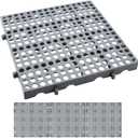 3-Pack Heavy Duty Plastic Pallets 11.8"x11.8"x1.8" Waterproof Ventilated Grid Design  Stackable Nestable Floor Pallets for Basement, Garage & Warehouse Storage-Grey