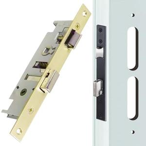US Flat Slot Storm Door Mortise Lock Body Fits for Older Storm Doors, 5/16" Square Spindle Hub, 2-1/2" Handle PZ, 7/8" Backset, 7" Faceplate H.C., Non-Handed, Polished Brass