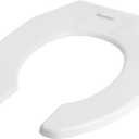 WSSROGY Commercial Round Plastics White Toilet Seat Front Open, Heavy-Duty up to 550lbs,Grip-Tight Bumpers, Quick-Attach Hardware for Easy Clean