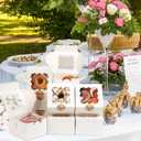 26pcs White Cookie Boxes with Window, 4x4x2.5 Inches Small Bakery Boxes with 36pcs Stickers, for Mini Cake Cookies Treat Dessert Pastry Donuts Macaroon Strawberries Chocolate Cupcakes Candy