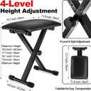 Foraineam Adjustable Keyboard Bench, X-Style Padded Cushion Piano Stool Bench Collapsible Keyboard Chair Seat with Non-Skid Design, Medium
