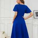 Bridesmay Women's Cocktail Dresses A-Line Midi Wedding Guest Dress for Tea Party-Holiday Party (Blue, L)