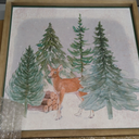 2PCS Vintage Forest Deer Framed Wall Art Set Rustic Farmhouse Artwork Prints Wall Decor for Home Bedroom Living Room 16.5x16.5 Inch