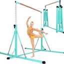 FC FUNCHEER Gymnastics Bar for Kids Ages 3-15, 35" to 60" Adjustable Height, 4FT Wide Base - Professional Kip Bar with 360 Stability & Fiberglass Crossbar, Easy Fold&Solid Design for Home Training