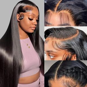 Straight Lace Front Wigs 13x6 Pre-Plucked Lace Frontal Wigs 26 Inch Density HD Transparent Synthesis Artificial Fiber Human Hair Natural Black Pre Cut Glueless Straight Wig