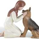 Storieme German Shepherd Gifts for Women: Pet Loss Sympathy Bereavement Remembrance Memorial Gift Angel of Friendship Black Dog Figurines for Dogs Lovers (5.4" x 4.3")
