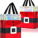 Nush Nush 12 Christmas Gift Bags Medium Size  Reusable Christmas Bags for Gifts With Handles and Holographic Santa Design - Perfect for Holiday Gifts, Presents,Goodies, Xmas Party Favors - 8 x4 x 10
