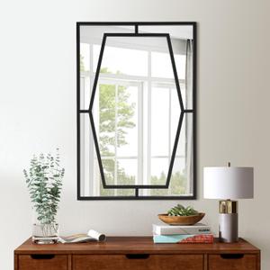 Large Living Room Mirror, 40'' X 28'' Black Mirrors for Wall Decor Aesthetic, Elegant Decorative Wall Mirror for Bathroom, Bedroom, Dining Room (40"L x 28"W)