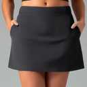 Colorfulkoala Skirts for Women High Waisted A Line Tennis Golf Athletic Casual Mini Skorts with Side Pockets and Built-in Shorts (XXL, Dark Carbon) (Black)