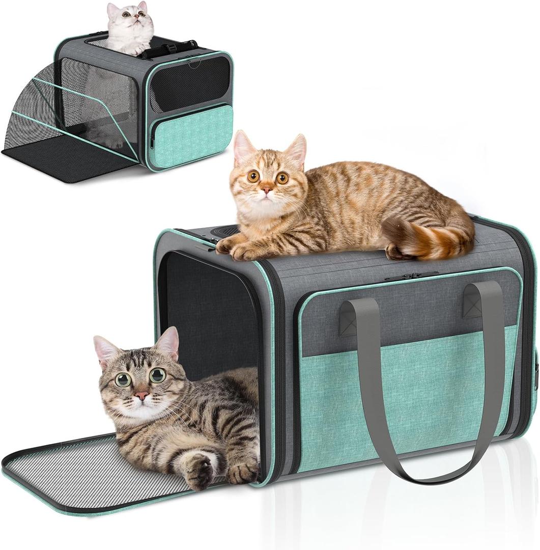 Cat Carrier for Airline Approved: Soft-Sided Cat Carrier Expandable for Small Dogs up to 15LBS - Pet Travel Bag for TSA Approved - Breathable for Airplane Camping Outdoor