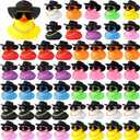 Sotiff 48 Sets Cowgirl Rubber Duck Squeaky Duck Bath Party Toy Duckies Car Dashboard Decorations with Mini Necklace Hat and Sunglasses for Bathtub Baby Shower Birthday Swimming Party(Cute Color)