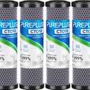 1 Micron 2.5" x 10" Whole House CTO Carbon Water Filter Cartridge Replacement for Under Sink Water Filter System, Dupont WFPFC8002, WFPFC9001, FXWTC, SCWH-5, WHEF-WHWC, WHCF-WHWC, AMZN-SCWH-5, 4Pack