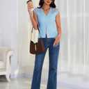 DRESSTELLS Summer Vest Tops for Women 2025 Sweater Vests Button Up Tank Top Y2K Caual Business Knit Shirts (Blue, M)