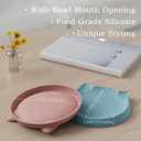 Cat Bowls for Indoor Gentle Small Kitten (2pcs, Soft Silicone) Shallow Wide Plates Feeder Whisker Fatigue Relief Cute Pet Kitty Food Water Dishes Set Anti Slip, Dishwasher Safe