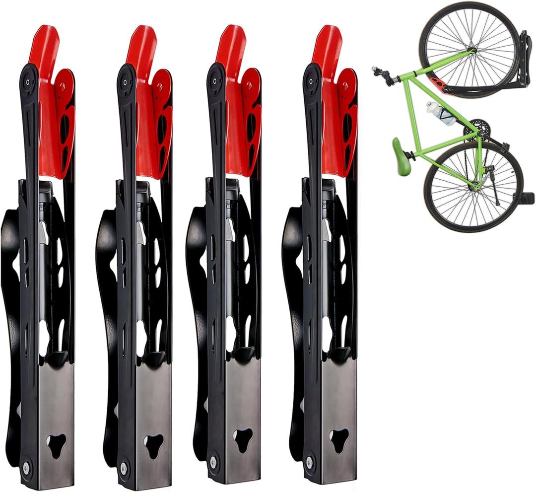 Wallmaster BIKEPAL Swivel Bike Rack, Wall Mounted Bike Storage System, Space Saving for Home and Garage, 4 Pack