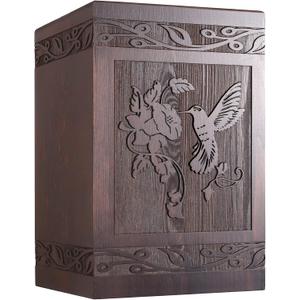 Cremation Urns for Human Ashes Adult Male Female, Wooden Hummingbird Urns Box and Casket for Ashes Men Women Child, Pets Cat Dog Urn, Burial Funeral Memorial Urns for Ashes, Holds 222 Cubic Inch (Large - Adult Urn)