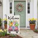 2 x CROWNED BEAUTY Easter Garden Flag Eggs Bunny Truck 12x18 Inch Double Sided Holiday Decoration for Outdoor Lawn Yard