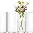 4 Pack Flower Vase Acrylic Cylinder,7.86" Tall Clear Vase for Centerpieces,Wedding Decorative,Home Dcor, Non Breakable Plastic, 3.94"X7.86" Tall Round - Clear