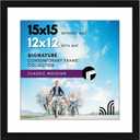 Americanflat 15x15 Picture Frame with Shatter-Resistant Glass - Use as 12x12 Frame with Mat or Display 15x15 Photo Without Mat - Signature Collection - Square Frames for Wall Display - Black