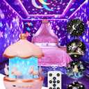Carousel Night Light for Kids, 15 Music+15 Films+315 Colors Star Projector for Kids Night Light Projector, 360+Remote+1200mah Unicorn Toys for Girls Room Decor, Baby Learning Toys Easter Gifts Bunny, Pink