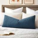 Kevin Textile Soft Corduroy 14"x36" Lumbar Pillow Cover 1 Pack, Blue Grey