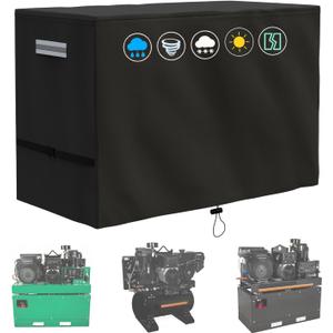Air Compressor Cover,800D Heavy Duty Waterproof AC Compressor Cover Suitable for Fixed Air Compressors and the Other Stationary Air Compressors,with 2 Reflective Handles & 2 Buckle Straps