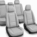 Leather Car Seat Covers Full Set Gray with Perforations